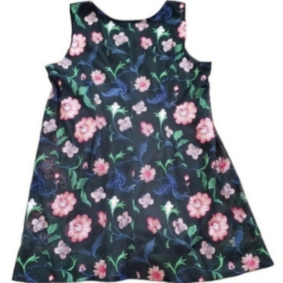 Robbie Bee Rose Red Embroidered Floral Black Sleeveless Blue Sheath XL - Picture 5 of 6